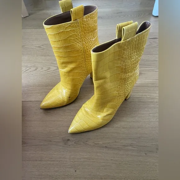 Paris Texas Yellow Snakeskin Ankle Boots 38.5