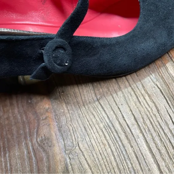 Pas De Rouge Black Suede Mary Jane Shoes Size 40 ~ 10 US