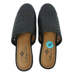 Patricia Nash Flavia Black Perforated Leather Slide Mule Shoes Size 6 NWOT