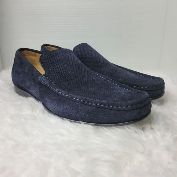 Paul Fredrick Men's Penny Loafer Size 11  Blue Navy Suede Slip On Shoes