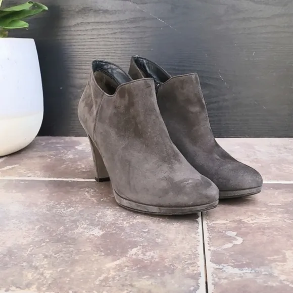 Paul Green ankle boots gray suede heeled bootie