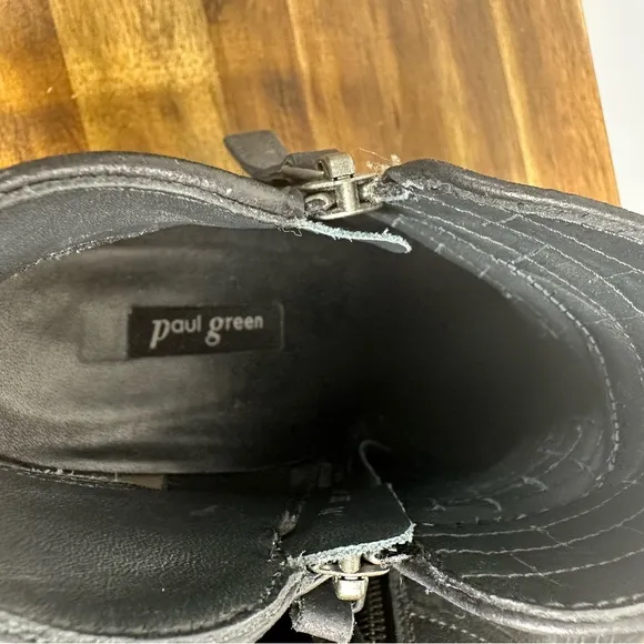 Paul Green Leather Banded Ankle Boots Size UK 6/ US 8.5 Black EUC