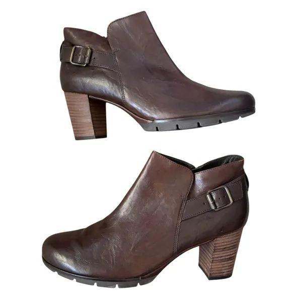 PAUL GREEN Made in Austria ABBY Dark Brown Leather Ankle Boots Sz 6.5 UK/ 9 US