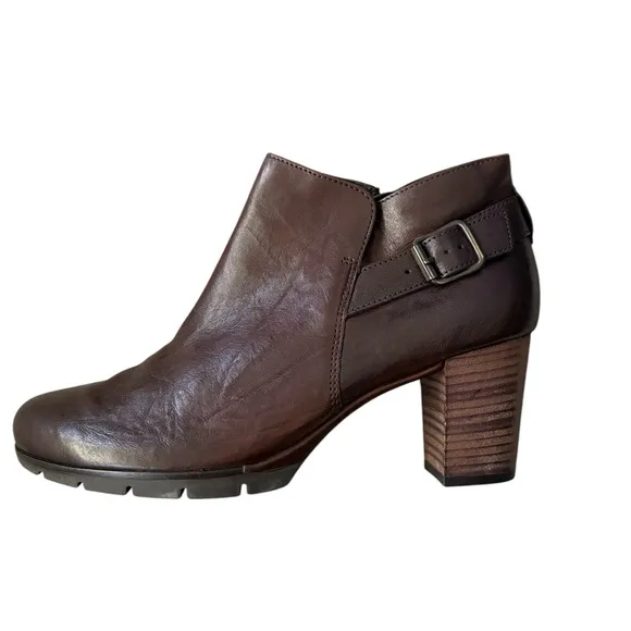 PAUL GREEN Made in Austria ABBY Dark Brown Leather Ankle Boots Sz 6.5 UK/ 9 US