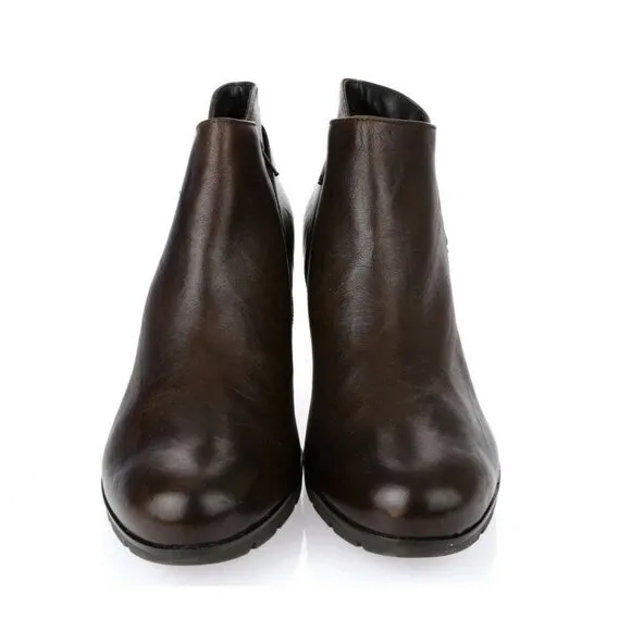 PAUL GREEN Made in Austria ABBY Dark Brown Leather Ankle Boots Sz 6.5 UK/ 9 US
