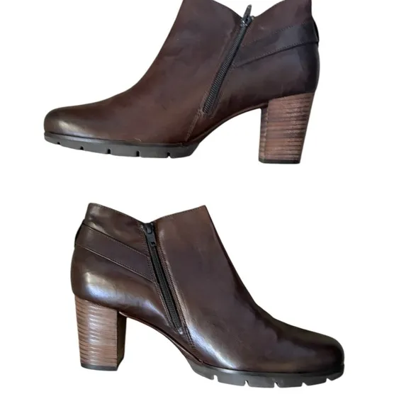 PAUL GREEN Made in Austria ABBY Dark Brown Leather Ankle Boots Sz 6.5 UK/ 9 US