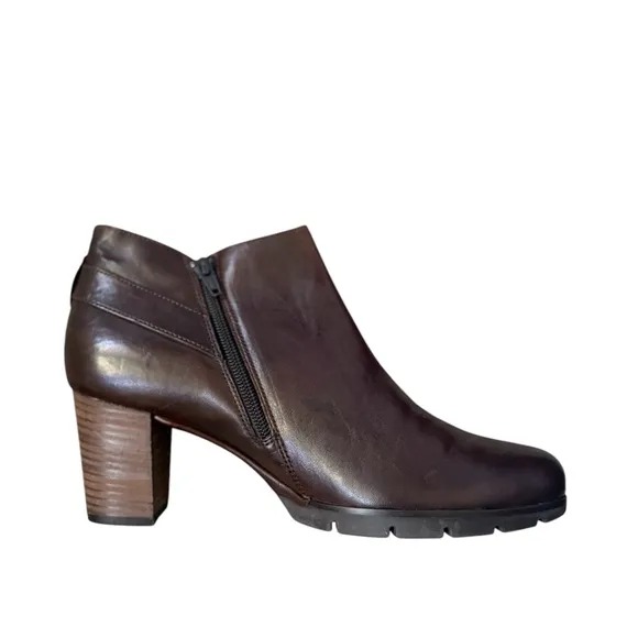 PAUL GREEN Made in Austria ABBY Dark Brown Leather Ankle Boots Sz 6.5 UK/ 9 US