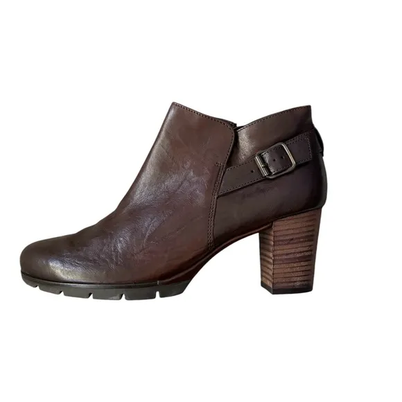 PAUL GREEN Made in Austria ABBY Dark Brown Leather Ankle Boots Sz 6.5 UK/ 9 US