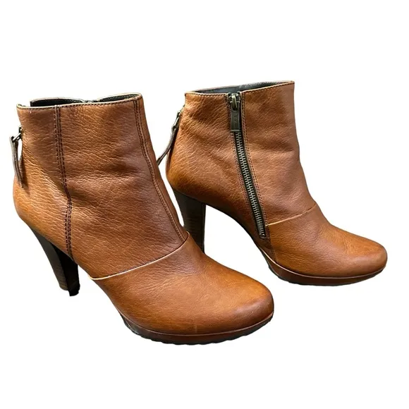 Paul Green Womens Leather Zip Up Ankle Boots Chestnut Brown Size 9 US / 6.5 UK