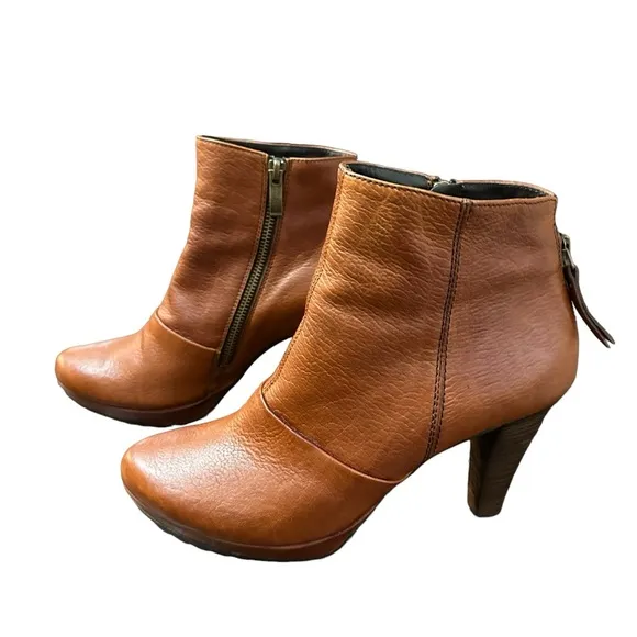 Paul Green Womens Leather Zip Up Ankle Boots Chestnut Brown Size 9 US / 6.5 UK