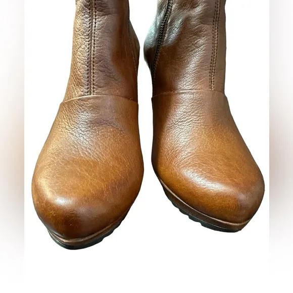 Paul Green Womens Leather Zip Up Ankle Boots Chestnut Brown Size 9 US / 6.5 UK