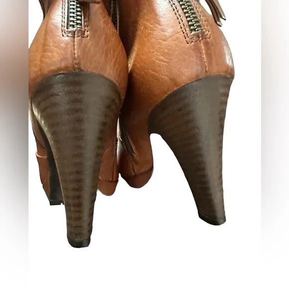 Paul Green Womens Leather Zip Up Ankle Boots Chestnut Brown Size 9 US / 6.5 UK