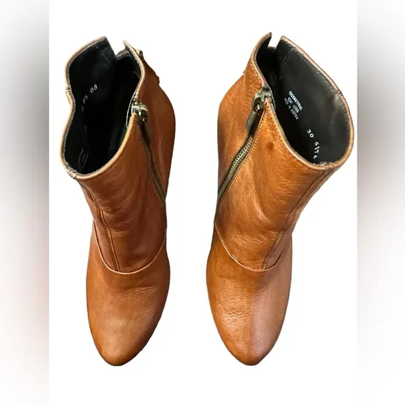 Paul Green Womens Leather Zip Up Ankle Boots Chestnut Brown Size 9 US / 6.5 UK