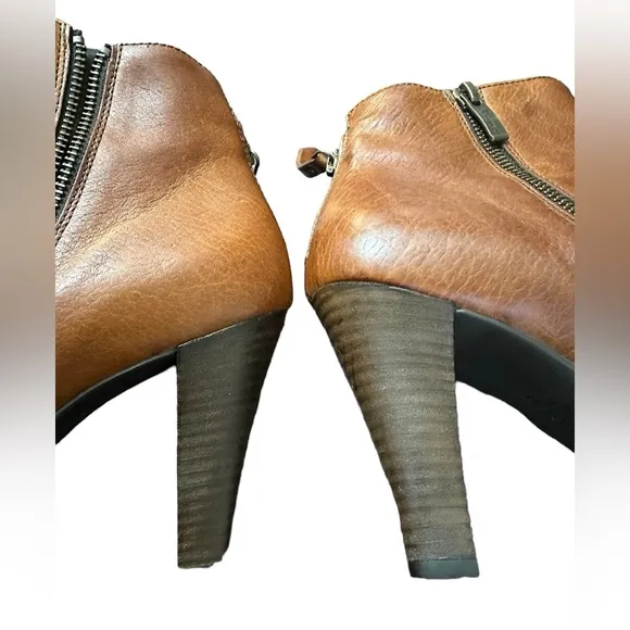 Paul Green Womens Leather Zip Up Ankle Boots Chestnut Brown Size 9 US / 6.5 UK