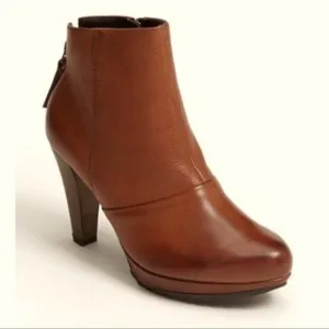 Paul Green Womens Leather Zip Up Ankle Boots Chestnut Brown Size 9 US / 6.5 UK