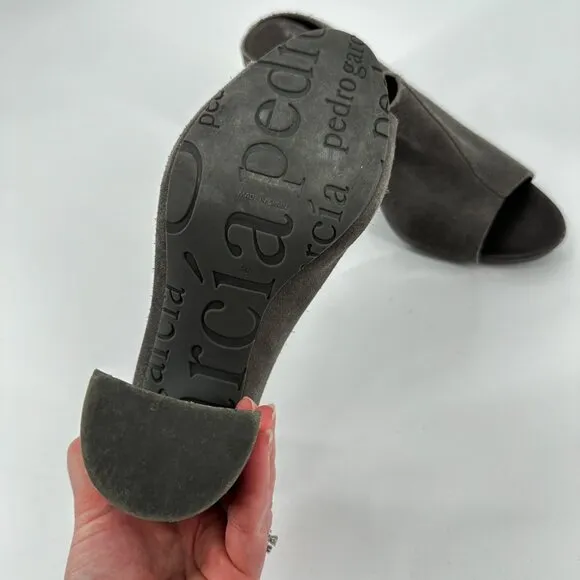 Pedro Garcia Yavel Gray Suede Mules Heels Shoes Women's size 39 US 9