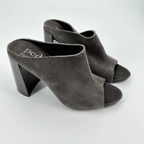 Pedro Garcia Yavel Gray Suede Mules Heels Shoes Women's size 39 US 9