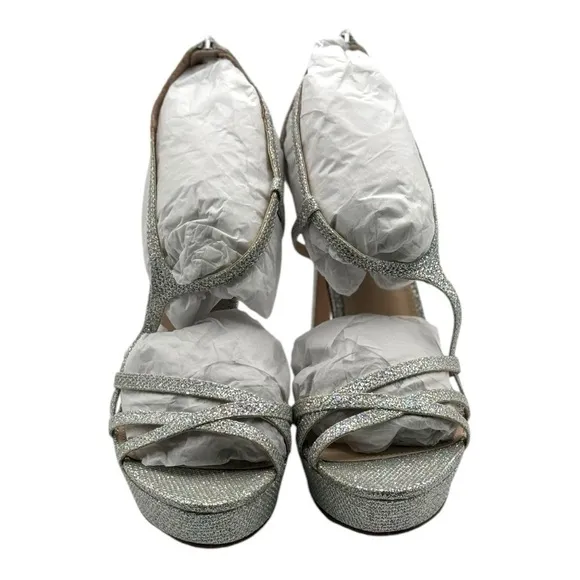 Pelle Moda Oneda Silver Glitter Platform Heels | US 8