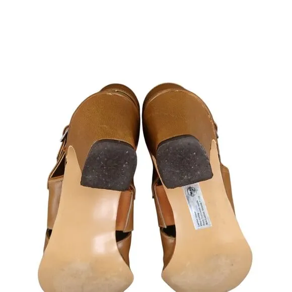 Penaljo Shoes Womens 7 Sandals Slingback Block Heel Vintage 70s Fashion Open Toe