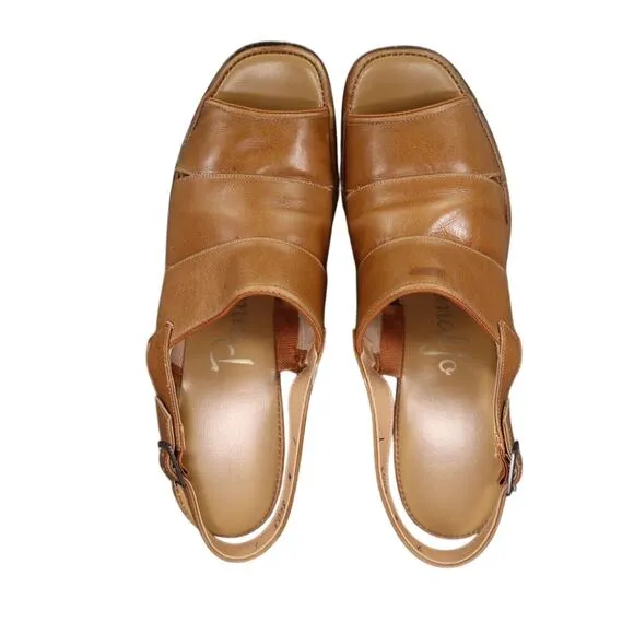 Penaljo Shoes Womens 7 Sandals Slingback Block Heel Vintage 70s Fashion Open Toe