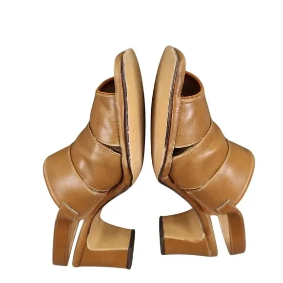 Penaljo Shoes Womens 7 Sandals Slingback Block Heel Vintage 70s Fashion Open Toe