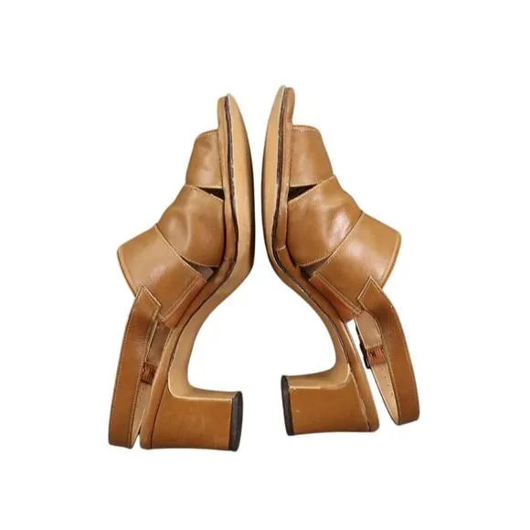 Penaljo Shoes Womens 7 Sandals Slingback Block Heel Vintage 70s Fashion Open Toe