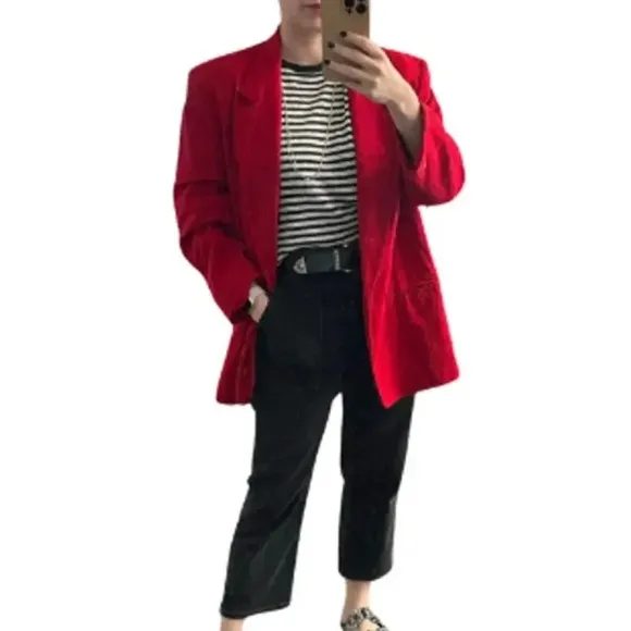 Pendleton Womens 100% Wool Classic Red Single-Breasted Size 10 Preppy Christmas