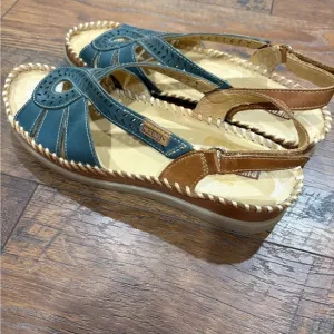 Pikolinos Blue and Brown Leather Sandals size 40