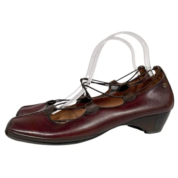 Pikolinos Gandia Leather Slip On Shoes in Garnet/Olmo Size 10 (41)