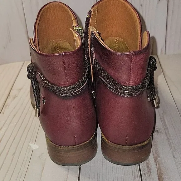 Pikolinos Royal NAW4D-8908 Garnet Leather Ankle Booties Boots sz 36