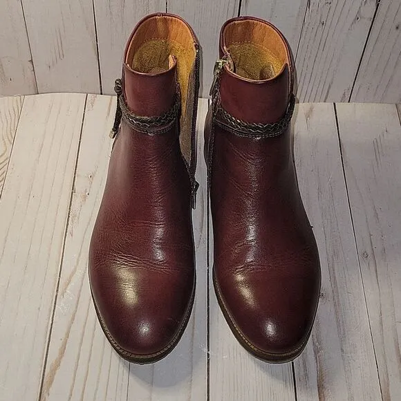 Pikolinos Royal NAW4D-8908 Garnet Leather Ankle Booties Boots sz 36