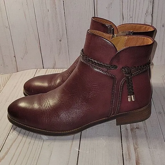 Pikolinos Royal NAW4D-8908 Garnet Leather Ankle Booties Boots sz 36