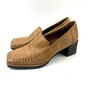 Pikolinos Shoes 38 Tan Leather Whipstitch Heel Slip On Womens Handmade Spain