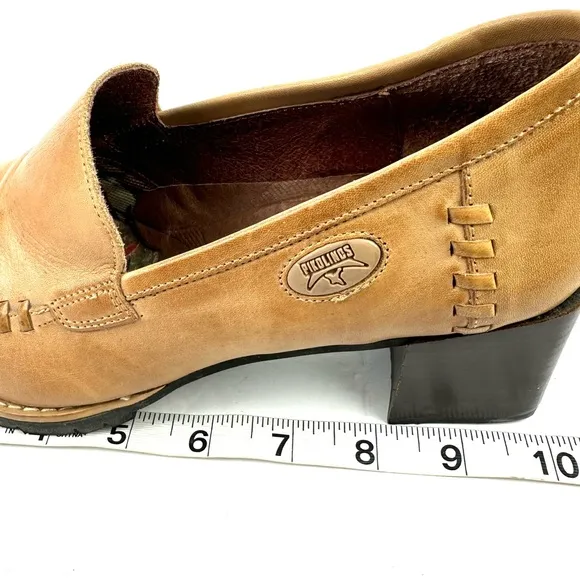 Pikolinos Shoes 38 Tan Leather Whipstitch Heel Slip On Womens Handmade Spain