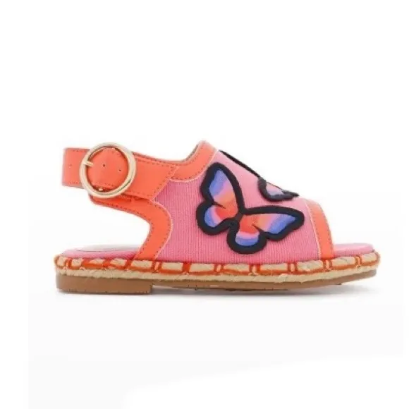 Pink and Orange Sandals with Slingback Strap