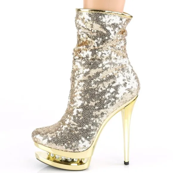 Platform Rhinestone Sequin High Heel Ankle Boots