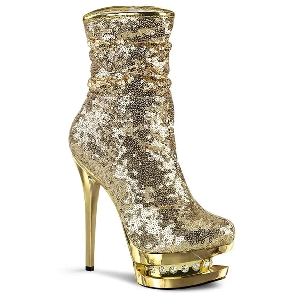 Platform Rhinestone Sequin High Heel Ankle Boots