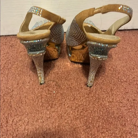 Pleaser Day &amp; Night Gold and Silver Women's Slingback Heels