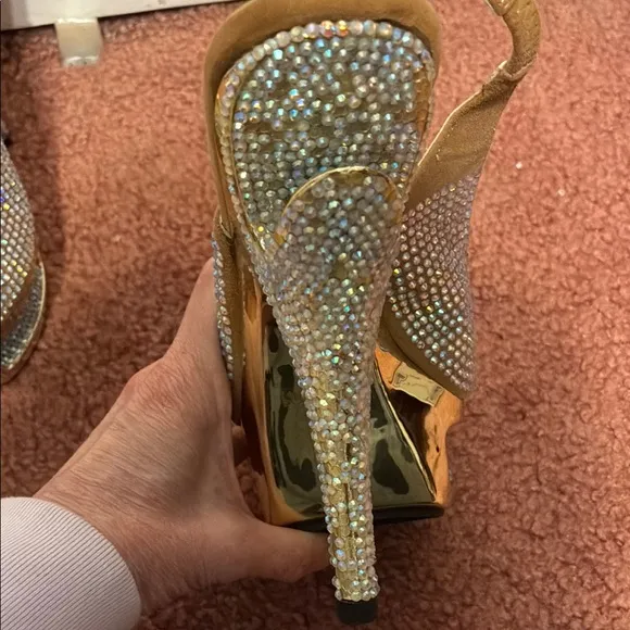 Pleaser Day &amp; Night Gold and Silver Women's Slingback Heels