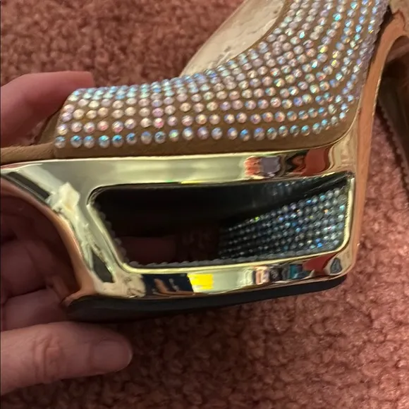 Pleaser Day &amp; Night Gold and Silver Women's Slingback Heels