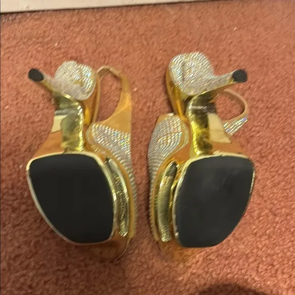Pleaser Day &amp; Night Gold and Silver Women's Slingback Heels