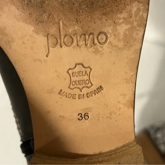 PLOMO Embroidered Leather Ankle Boots Made In Spain Grey Zipper Size 36 US 5.5-6