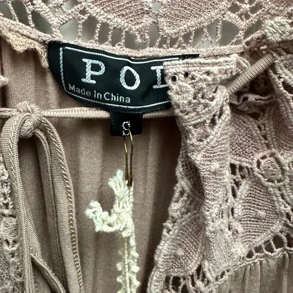 POL Mauve Blush Lagenlook Embroidered Lace Mini Dress - Size Small! 🌸