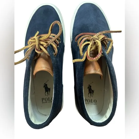 Polo Ralph Lauren Blue Suede Keaton Chukka Shoes Men's Size 8.5