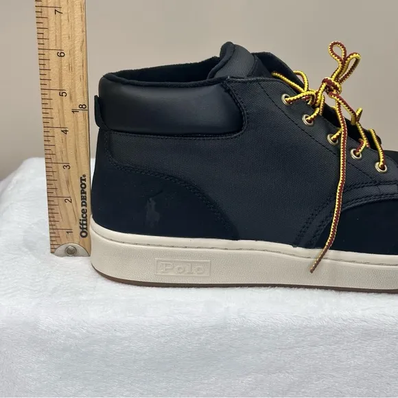 Polo Ralph Lauren Shrunken Sneaker Boots Men's Black Nubuck Ankle Size 12 NWOB