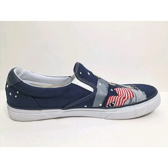 Polo Ralph Lauren Thompson P Men's 11 Bear Lighthouse Flag Slip On Canvas Shoes