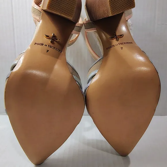 Pour La Victoire Beige and Pink Women's Heels