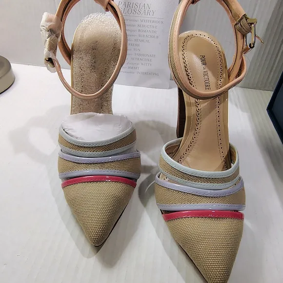 Pour La Victoire Beige and Pink Women's Heels