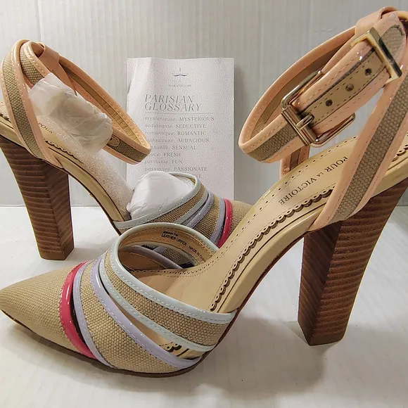 Pour La Victoire Beige and Pink Women's Heels
