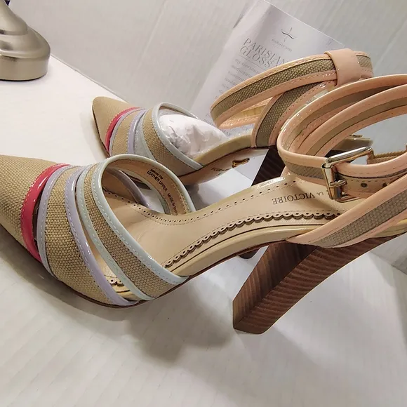 Pour La Victoire Beige and Pink Women's Heels